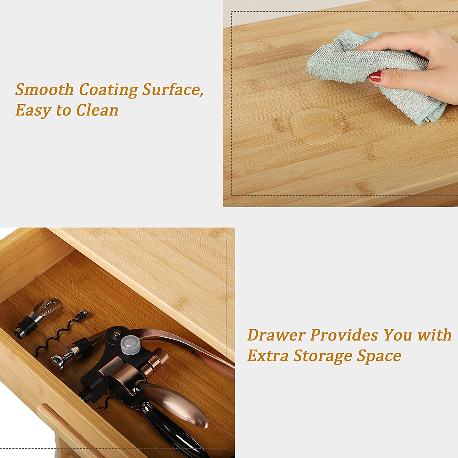 Dripex Bamboo Wine Rack with Drawer, Free Standing Floor Wine Holder Storage Display Shelves for Home, Kitchen, Bar, Wine Cellar, Basement