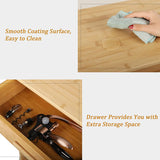 Dripex Bamboo Wine Rack with Drawer, Free Standing Floor Wine Holder Storage Display Shelves for Home, Kitchen, Bar, Wine Cellar, Basement