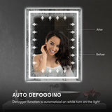 Dripex 28 x 20 Inch LED Bathroom Mirror, Anti-Fog Wall Mounted Makeup Mirror with 3 Color Lights, Waterproof Dimmable LED Vanity Mirror with Memory Function, Touch Button, Horizontal/Vertical