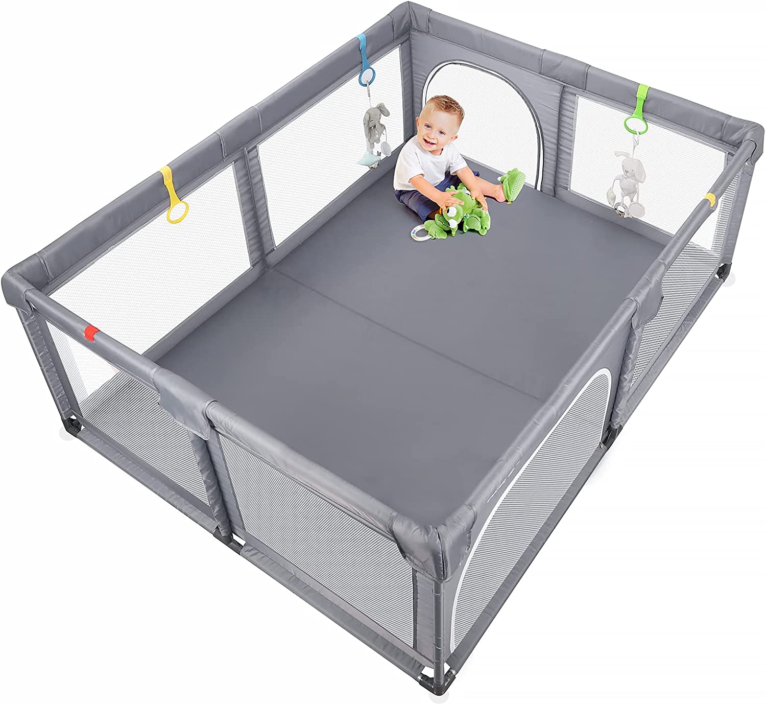 Dripex Baby Playpen, 150x200cm Playpen for Baby and Toddlers, Kids Safety Activity Center Indoor Outdoor, Toddler Playpen with Breathable Mesh Extra
