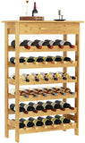Dripex Bamboo Wine Rack with Drawer, Free Standing Floor Wine Holder Storage Display Shelves for Home, Kitchen, Bar, Wine Cellar, Basement