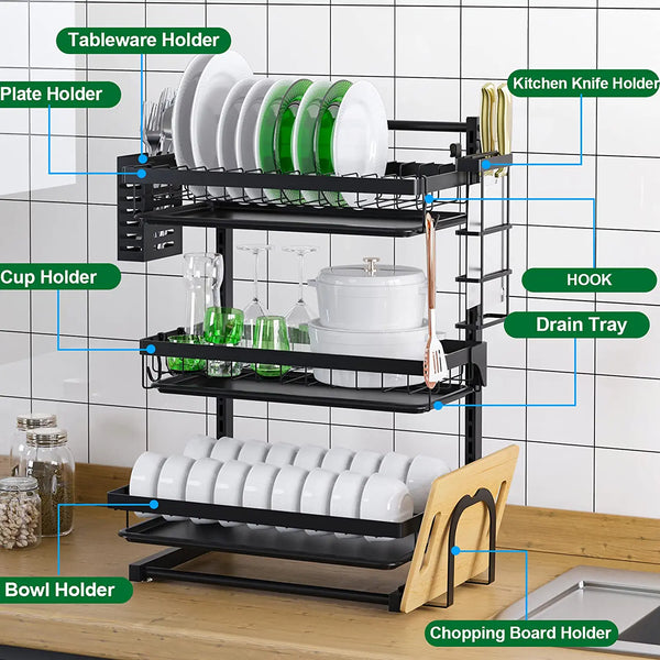 Nunix Utensils Rack 3 Tier Stainless Steel With Drain Board @ Best Price  Online