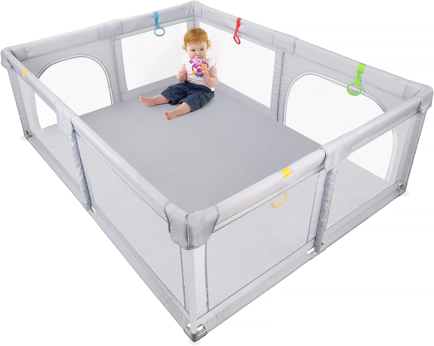 Dripex Baby Playpen, 150x200cm Playpen for Baby and Toddlers, Kids Safety Activity Center Indoor Outdoor, Toddler Playpen with Breathable Mesh Extra