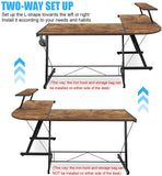 Dripex L Shaped Computer Corner Desk with Monitor Stand Storage Bag, Industrial Gaming Desk, Writing Workstation PC Laptop Study Table for Home Office 152x113x72cm