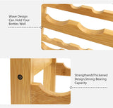 Dripex Bamboo Wine Rack with Drawer, Free Standing Floor Wine Holder Storage Display Shelves for Home, Kitchen, Bar, Wine Cellar, Basement