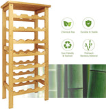 Dripex Bamboo Wine Rack with Drawer, Free Standing Floor Wine Holder Storage Display Shelves for Home, Kitchen, Bar, Wine Cellar, Basement