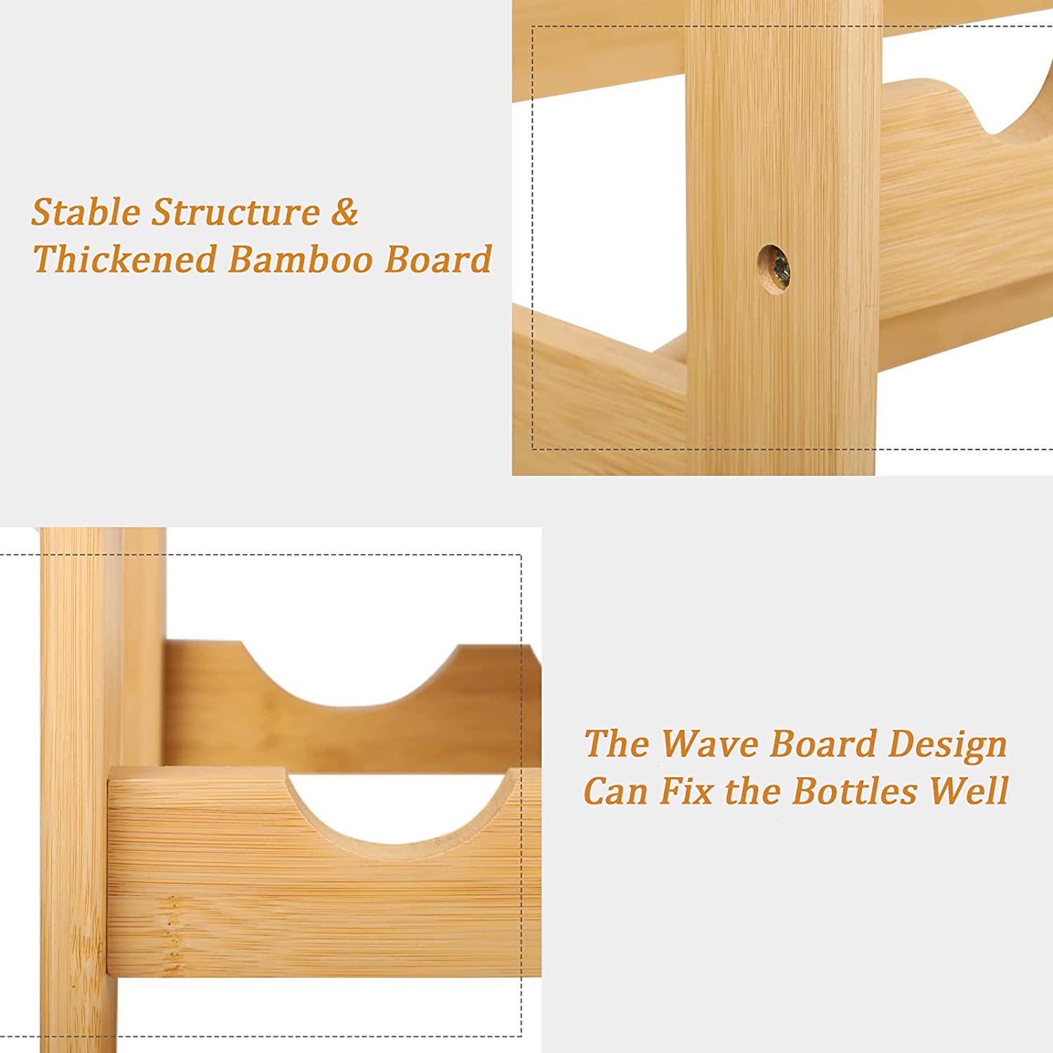 Dripex Bamboo Wine Rack with Drawer, Free Standing Floor Wine Holder Storage Display Shelves for Home, Kitchen, Bar, Wine Cellar, Basement