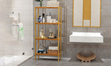 Dripex Bamboo Storage Shelf, Adjustable 4 Tier Bathroom Kitchen Shelving Unit Free Standing, Utility Organizer Bookshelf Flower Stand Display Rack 51.7x26x113cm