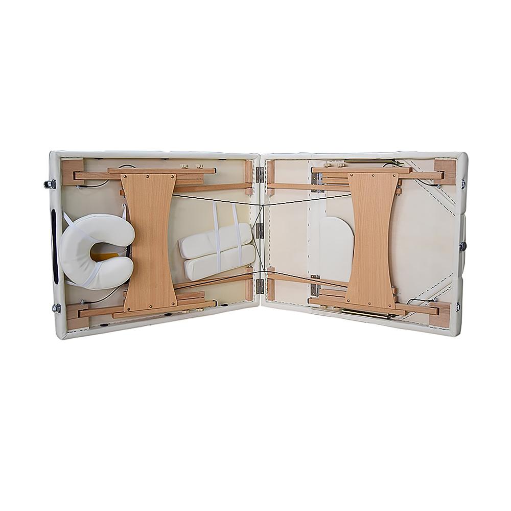 Vesgantti Portable Massage Bed Table - 3-Section Foldable Beauty Couch for Reiki Therapy Treatment Salon Healing - Metal Headrest Support/Carry Bag