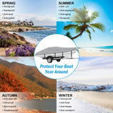 Rockvale Boat Cover, Heavy Duty 600D Trailerable Waterproof Boat Canvas, Universal Marine Grade Outboard Boat Shade for Bass Boat, Tri-Hull, V-Hull, Ski, Fishing Runabout Boat