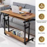 Dripex Computer Desk with Monitor Shelf - Mobile Z Shaped Home Office Desk with Storage Shelves and Movable Wheels for Small Spaces, Compact Corner Desk Space-Saving