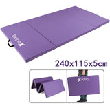 Dripex Folding Gymnastics Exercise Mat - 6FT/8FT Home Gym Mats with Carry Strap 5cm(2’’) Thick Foam Nonslip Soft PU Leather for Yoga/Tumbling/Camping/Pilates/Martial Arts Training/Floor Workout