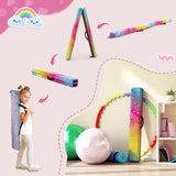 Dripex Kids Balance Beam - 210cm Portable Folding Balance Beam with Carry Handles, High Density EVA Faux Suede Gymnastics Beam for Home Gym Exercise