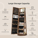 Dripex 360° Swivel Jewelry Storage Cabinet Mirror, 3 in 1 Lockable Jewellery Armoire with Storage Shelf, Free Standing Mirror Jewelry Organiser