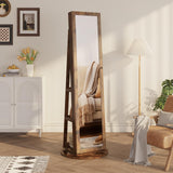 Dripex 360° Swivel Jewelry Storage Cabinet Mirror, 3 in 1 Lockable Jewellery Armoire with Storage Shelf, Free Standing Mirror Jewelry Organiser