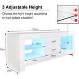 Dripex LED TV Stand Cabinet with Drawer and Shelves, 130cm Modern TV Stand with lights for 22"-52" TVs Entertainment Unit Bench Cupboard for Living room, White Cream