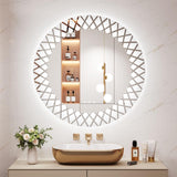 Dripex Round LED Mirror Bathroom,Mesh Pattern，Anti-fog,3 Lighting Modes, Series C