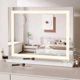 Dripex Bluetooth Hollywood Vanity Mirror with Light, 58 x 48 cm Dimmable LED Makeup Mirror, 3 Light Settings, USB and Type-C Outlet Ports, Tabletop or Wall-Mounted Light Up Vanity Mirror for Bedroom