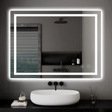 Dripex Bathroom Mirror with LED Lights-Dimmable+ 3 Colors+anti-fog