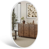 Dripex 50 x 70cm Oval Mirror, Wall Mounted Bathroom Mirror, Horizontal or Vertical Hanging Wall Mirror for Living Room, Bedroom, Entryway