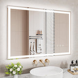 Dripex LED Bathroom Mirror Lights, 500X700/600X800/700X1000/800X1000/mm Anti Fog Illuminated Bathroom Mirrors Wall Light up LED Mirror Dimmable Touch Switch 3 Colors, Horizontal/Vertical