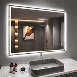 Dripex Bathroom Mirror with LED Lights-Bluetooth+shaver Socket+dimmable+3 Colors+anti-fog