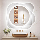 Dripex LED Bathroom Mirror with Light, 786 × 726 mm Cloud Backlit Round LED Makeup Mirror, Anti-fog, 3 Colors Dimmable Lights, Memory Function, Wall Mounted, IP44