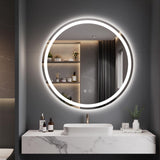 Dripex Bluetooth Round LED Mirror Bathroom,Anti-fog,3 Lighting Modes