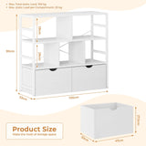 Dripex 4 Tier Bookcase with 2 Movable Drawers，Wooden Floor Standing Book Shelf with Steel Frame, Black Storage Display Shelf for Living Room, Bedroom or Office