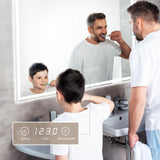 Dripex Bathroom Mirror with LED Lights-Clock+shaver Socket+dimmable+3 Colors+anti-fog