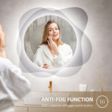 Dripex LED Bathroom Mirror with Light, 786 × 726 mm Cloud Backlit Round LED Makeup Mirror, Anti-fog, 3 Colors Dimmable Lights, Memory Function, Wall Mounted, IP44