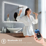 Dripex Bathroom Mirror with LED Lights-Bluetooth+shaver Socket+dimmable+3 Colors+anti-fog