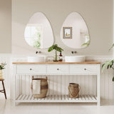 Dripex 65 x 50cm Frameless Hanging Mirror, Irregular Wall Mounted Mirror, Asymmetrical Home Decor for Bathroom Entryway Bedroom Living Room