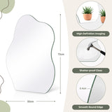 Dripex 70 x 50cm Frameless Hanging Mirror, Irregular Mirror Wall Mounted, Asymmetrical Home Decor for Bathroom Entryway Bedroom Living Room