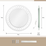 Dripex Round LED Mirror Bathroom,Mesh Pattern，Anti-fog,3 Lighting Modes, Series C