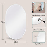 Dripex 50 x 70cm Oval Mirror, Wall Mounted Bathroom Mirror, Horizontal or Vertical Hanging Wall Mirror for Living Room, Bedroom, Entryway