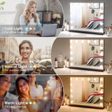 Dripex Hollywood Vanity Mirror with Lights, 50×42cm Large Lighted Makeup Mirror with 14 Dimmable LED Bulbs, 3 Color Modes, Cosmetic Tabletop or Wall Mount Mirror for Bedroom