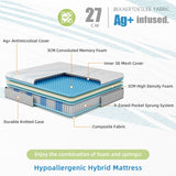 Vesgantti  Ag+ Infused Hybird Mattress-Removable Cover-Medium Firm(24/27cm）