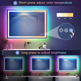 Dripex Bathroom Mirror with LED Lights-Rgb + Dimmable+ 3 Colors+anti-fog