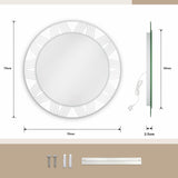 Dripex Round LED Mirror Bathroom,Mesh Pattern，Anti-fog,3 Lighting Modes, Series B