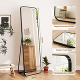 Dripex 160x50cm/ 150x40 Full Length Mirror Rounded Corners, Large Rectangular Floor Mirror with Stand, Freestanding Hanging or Leaning Against Walls for Living Room Bedroom & Hallway