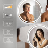 Dripex Round LED Mirror Bathroom,Clock & Temperature Display，Anti-fog,3 Lighting Modes (Copy)