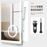 Dripex Bathroom Mirror with LED Lights-Magnifying+shaver Socket+dimmable+3 Colors+anti-fog