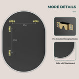 Dripex 50 x 70cm Oval Mirror, Wall Mounted Bathroom Mirror, Horizontal or Vertical Hanging Wall Mirror for Living Room, Bedroom, Entryway