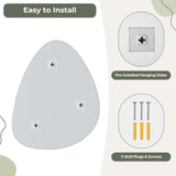 Dripex 65 x 50cm Frameless Hanging Mirror, Irregular Wall Mounted Mirror, Asymmetrical Home Decor for Bathroom Entryway Bedroom Living Room