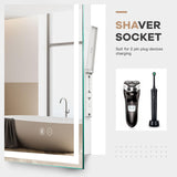 Dripex Bathroom Mirror with LED Lights-Bluetooth+shaver Socket+dimmable+3 Colors+anti-fog