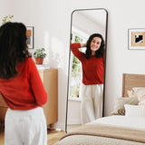 Dripex 160x50cm/ 150x40 Full Length Mirror Rounded Corners, Large Rectangular Floor Mirror with Stand, Freestanding Hanging or Leaning Against Walls for Living Room Bedroom & Hallway