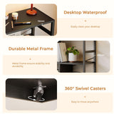 Dripex 4 Tier Bookcase with 2 Movable Drawers，Wooden Floor Standing Book Shelf with Steel Frame, Black Storage Display Shelf for Living Room, Bedroom or Office