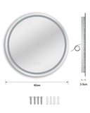 Dripex Round Bathroom Mirror with LED Light,Anti-fog, 3-Color Dimmable LED Light, IP44