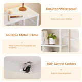 Dripex 4 Tier Bookcase with 2 Movable Drawers，Wooden Floor Standing Book Shelf with Steel Frame, Black Storage Display Shelf for Living Room, Bedroom or Office